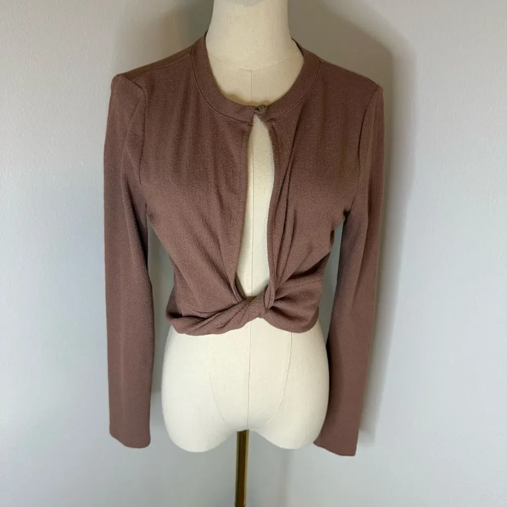 [Free People Beach] Brown Knotted Long Sleeve Top - Size Medium